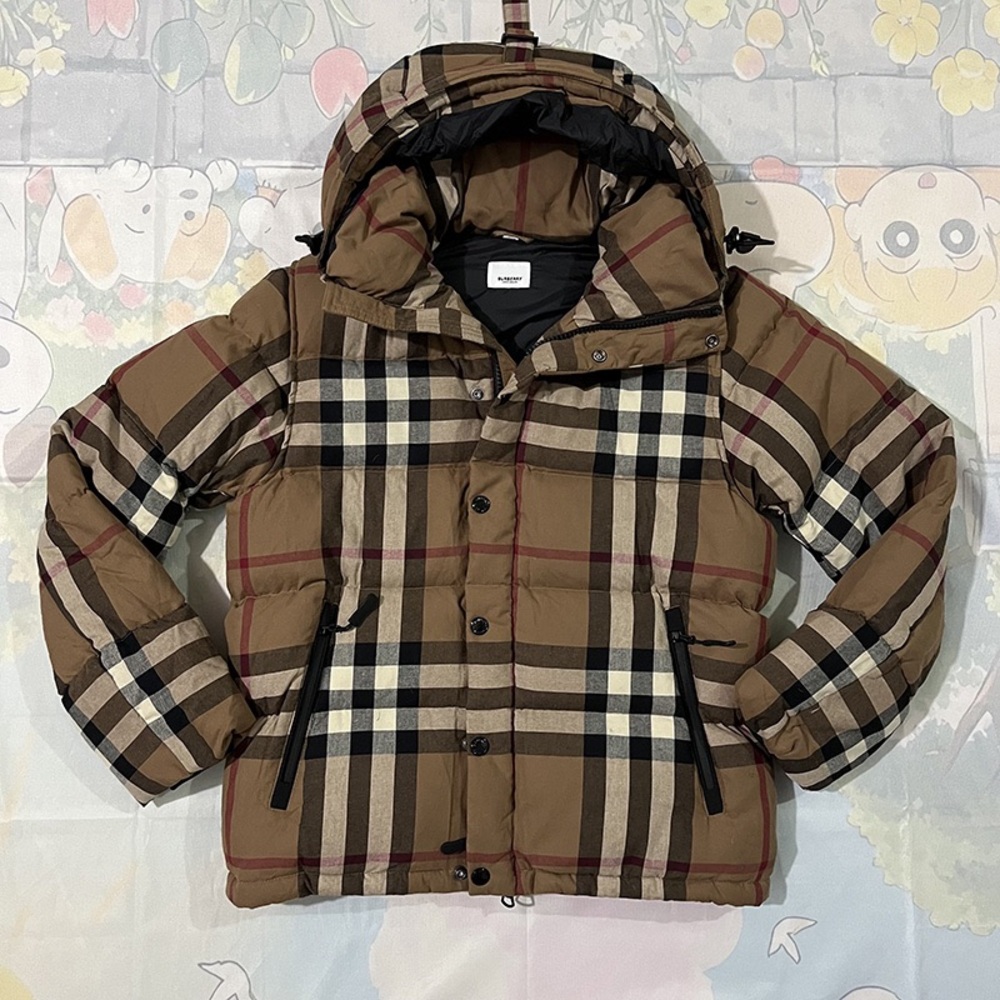 Burberry Checked Hooded Down Jacket - image 1
